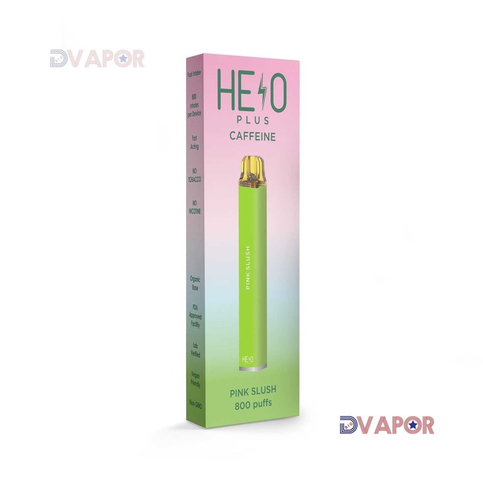 Helo Plus Caffeinated Zero Nicotine Vape | 800 Puff 0% Plus Caffeine — Pink Slush