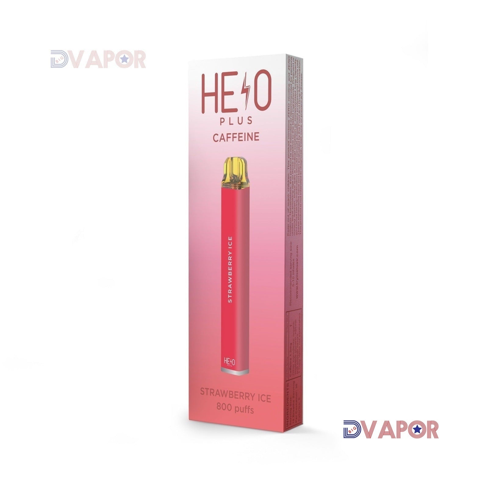 Helo Plus Caffeinated Zero Nicotine Vape | 800 Puff 0% Plus Caffeine — Strawberry Ice