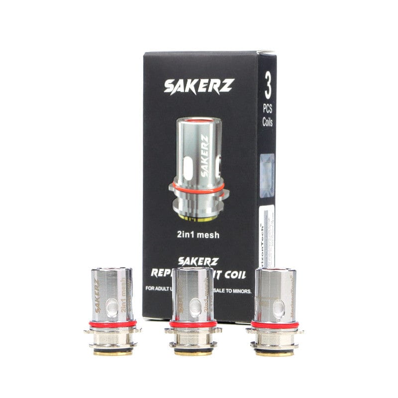 HorizonTech Sakerz replacement coils for vape devices, showing multiple coil heads with metal and cotton components.