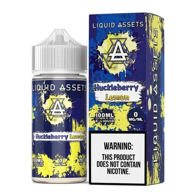 Huckleberry Lemon Salt e-liquid by Liquid Assets in a 30mL bottle, featuring a fruity, tangy flavor with berry and citrus notes.