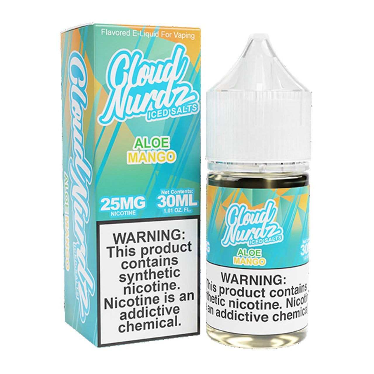 Iced Aloe Mango Salt e-liquid by Cloud Nurdz in a 30mL bottle, featuring a refreshing aloe mango flavor with cool icy notes.