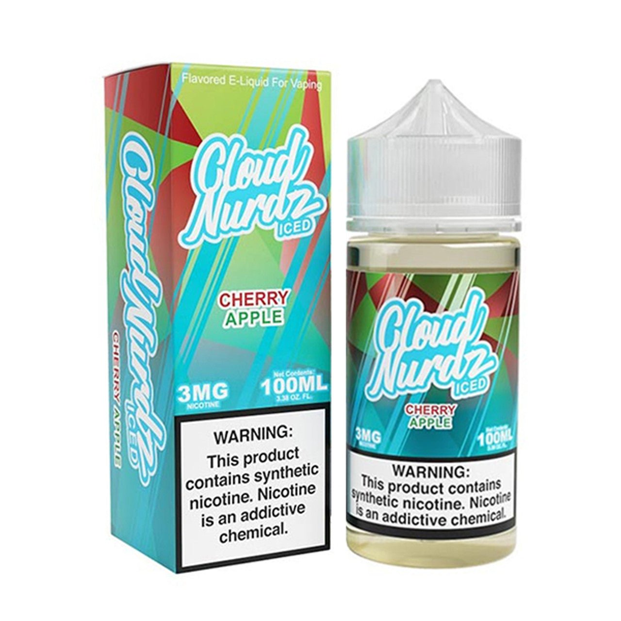 Iced cherry apple e-liquid by Cloud Nurdz in 100mL bottle, featuring a refreshing blend of tart cherry and crisp apple flavors.