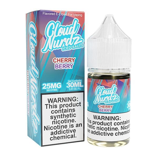 Iced Cherry Berry Salt e-liquid by Cloud Nurdz in 30mL bottle, featuring a refreshing cherry and berry flavor with icy menthol notes.