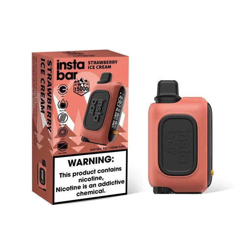 InstaBar WT15000 disposable vape device with sleek design and mouthpiece, designed for easy vaping on the go.