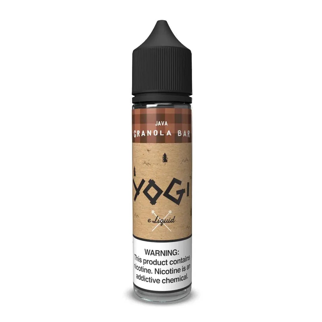 Yogi E-Liquid Java Granola Bar 60mL bottle, featuring a label with a granola bar flavor for vaping.