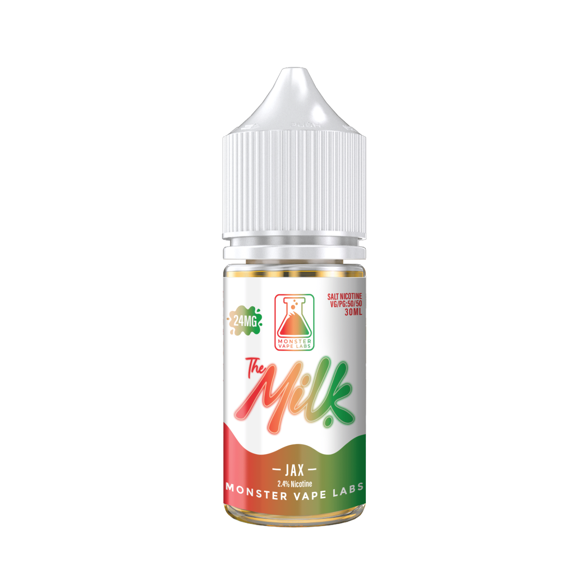 JAX SALT The Milk e-liquid bottle, 30mL, from The Milk E-Liquid brand, featuring a clear design with flavor branding.
