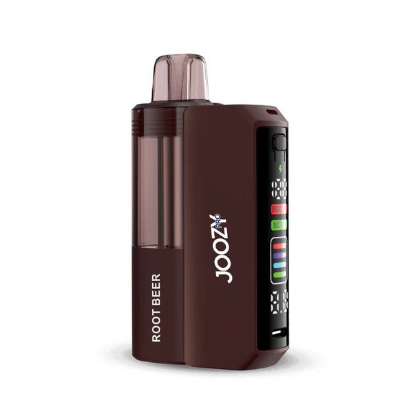Joozy Pro 40K Puff Disposable Vape in sleek design, featuring a black body with colorful accents and a mouthpiece on top.