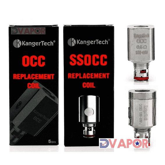 Kanger Vertical OCC or SSOCC (New Style) Replacement Coils for Subtank (5 Pack) — 0.15 Ohm SSOCC (Stainless Steel)