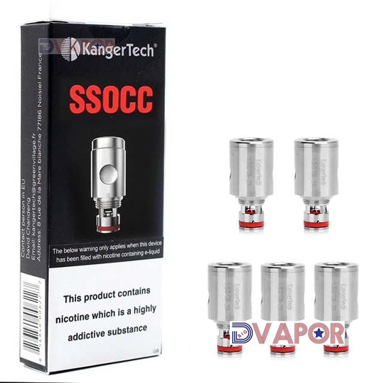Kanger Vertical OCC or SSOCC (New Style) Replacement Coils for Subtank (5 Pack) — 0.5 Ohm SSOCC New Style (NiChrome)