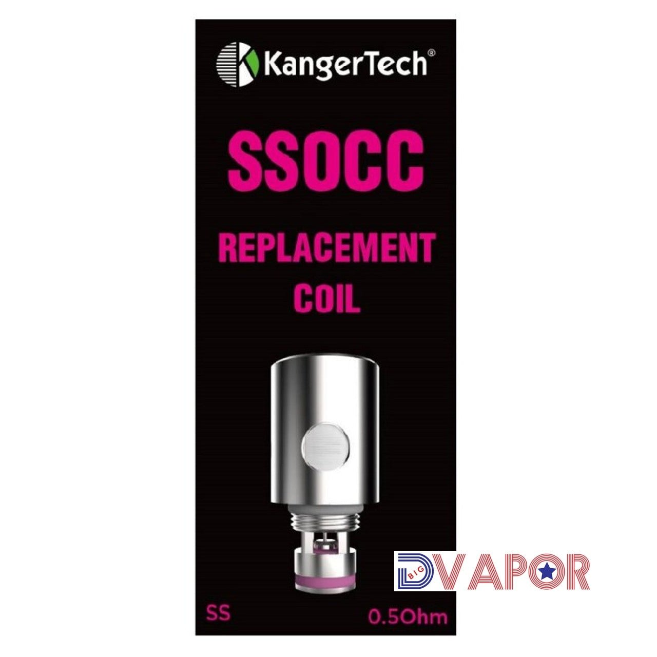 Kanger Vertical OCC or SSOCC (New Style) Replacement Coils for Subtank (5 Pack) — 0.5 Ohm SSOCC (Stainless Steel)