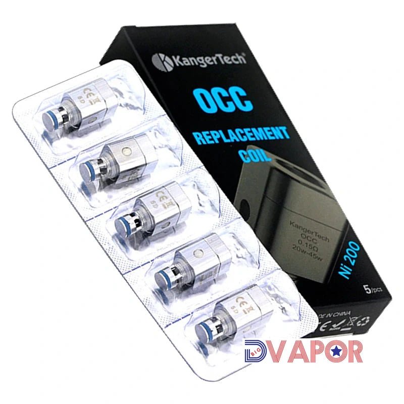 Kanger Vertical OCC or SSOCC (New Style) Replacement Coils for Subtank (5 Pack) — 0.15 Ohm OCC Old Square Style (Ni-200)