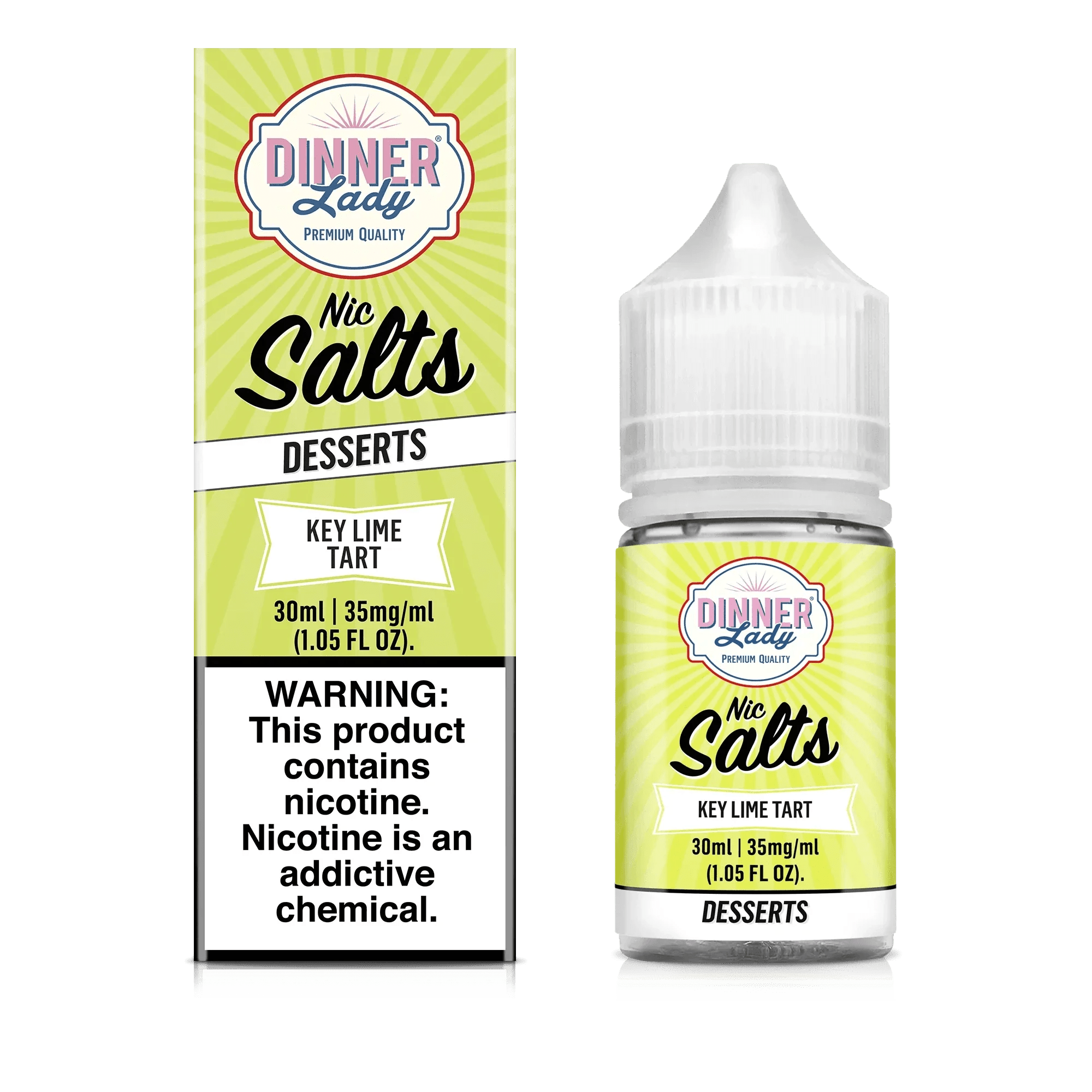 Key Lime Tart SALT e-liquid by Dinner Lady in 30mL bottle, featuring a tart lime flavor with a smooth, creamy finish.