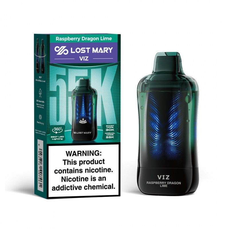 Lost Mary VIZ 55K Disposable Vape — Raspberry Dragon Lime