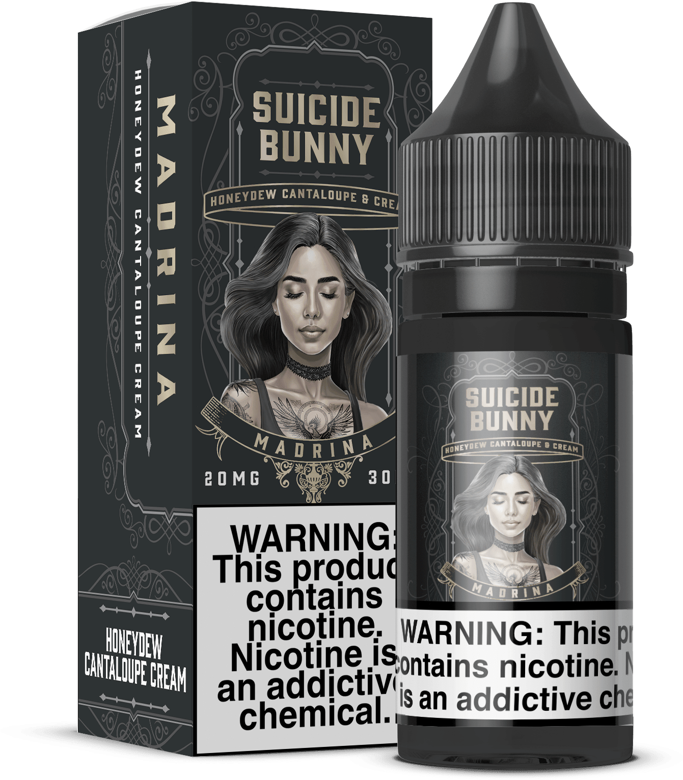 Madrina SALT e-liquid by Suicide Bunny eLiquids in a 30mL bottle, featuring a sleek design and vibrant label.