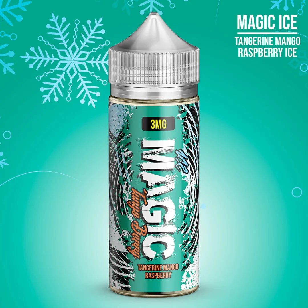 Vapergate Magic Tango Berry ICE Salt e-liquid bottle with colorful label, 30mL size, showcasing berry and icy flavor design.