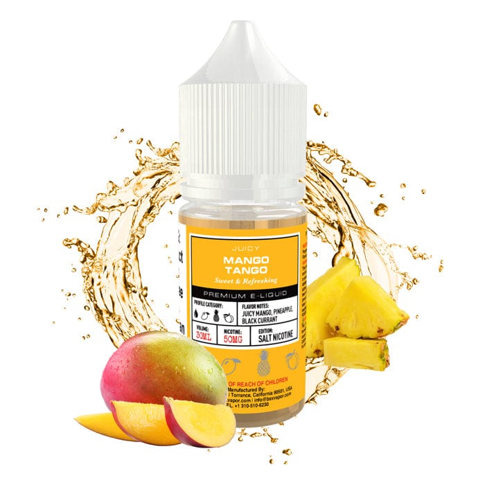 Mango Tango SALT e-liquid by BSX Vapor in 30mL bottle, featuring a tropical mango and citrus flavor blend.