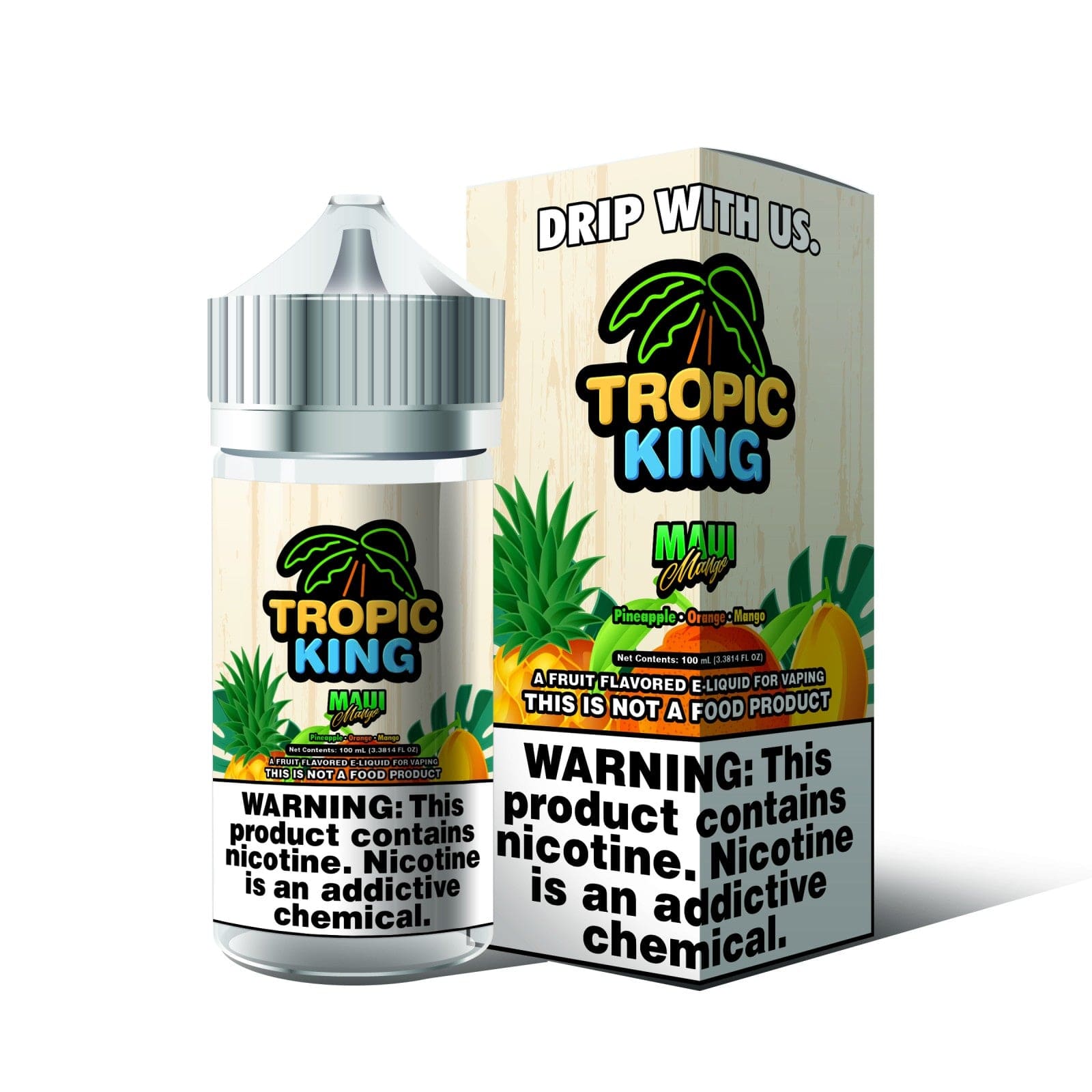 Candy King Maui Mango Tropic King 100mL e-liquid bottle with vibrant label and tropical mango flavor.