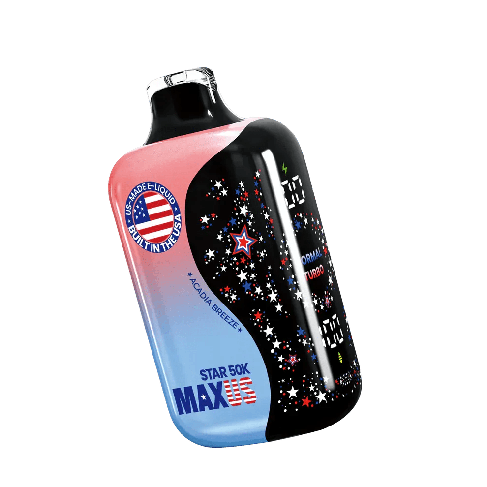 MAXUS Star 50K Disposable Vape shown with sleek design and compact size, ideal for convenient vaping on the go.