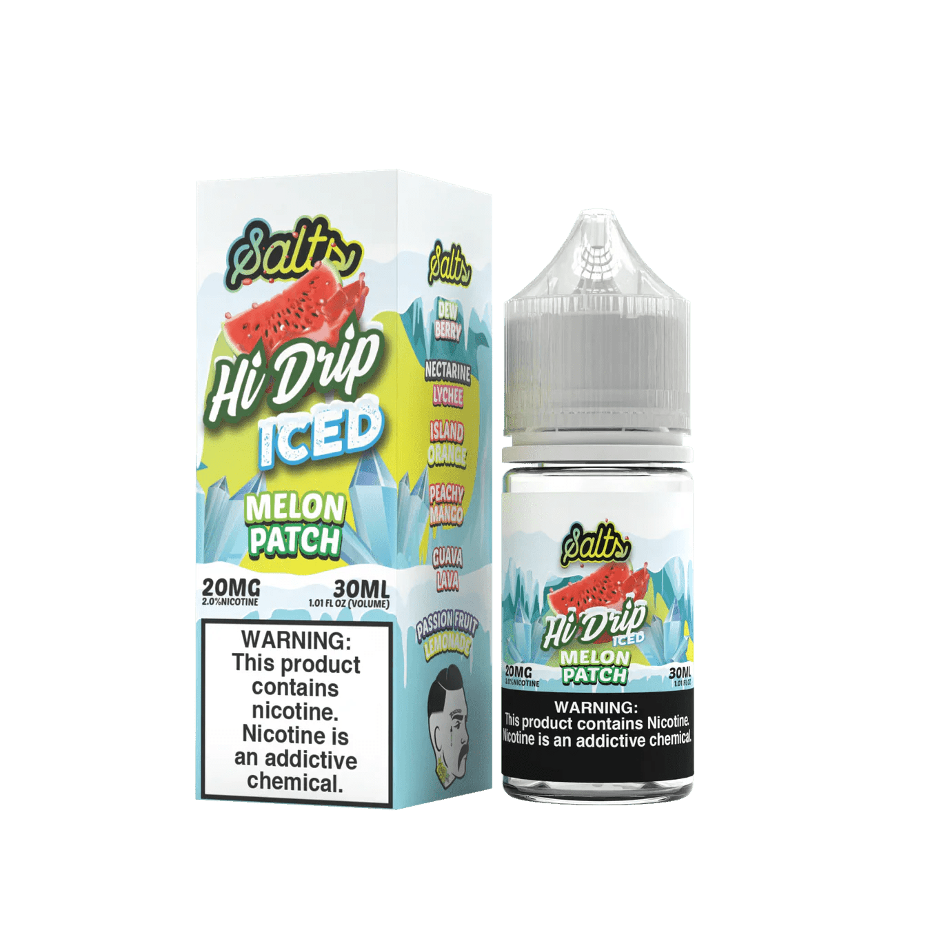 Melon Patch ICED SALT e-liquid by Hi Drip, 30mL bottle featuring a refreshing melon and cooling menthol flavor.