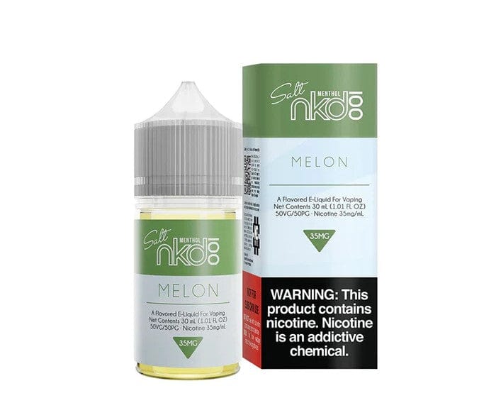 Naked 100 Melon SALT e-liquid bottle, 30mL, with vibrant melon flavor and salt nicotine for vaping enjoyment.