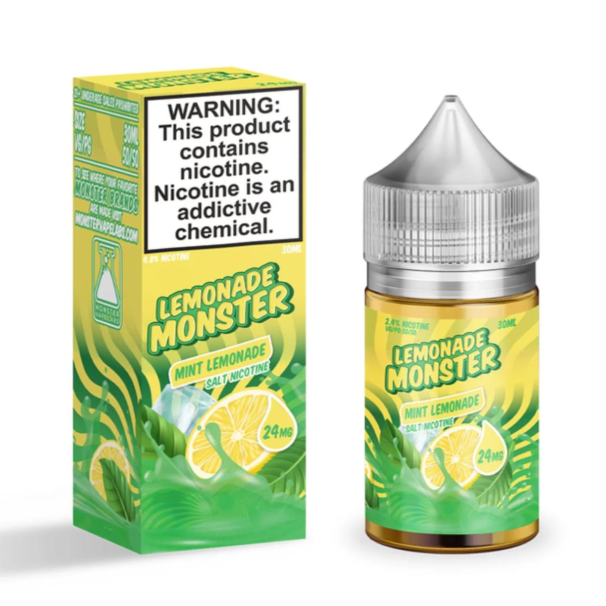 Mint Lemonade SALT e-liquid by Lemonade Monster in a 30mL bottle, featuring a refreshing mint and lemon flavor.