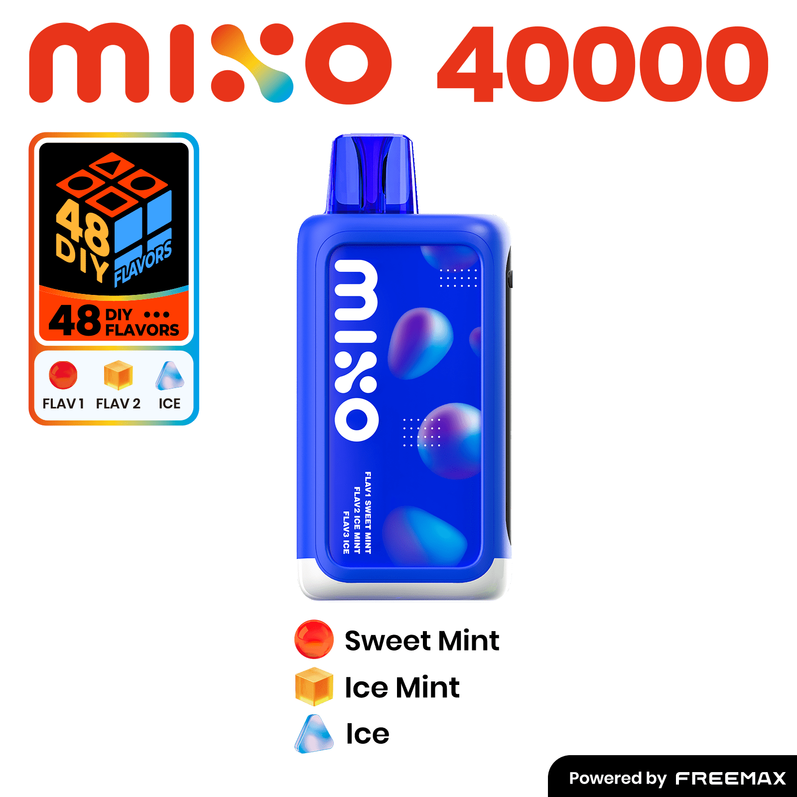 MIXO 40K by Freemax 3 Flavored Disposable — Sweet Mint+Ice Mint+Ice