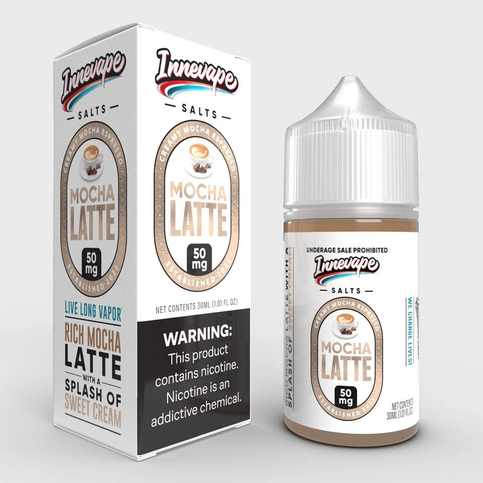 Mocha Latte SALT e-liquid by Innevape, 30mL bottle, featuring rich mocha and creamy latte flavor for vaping.