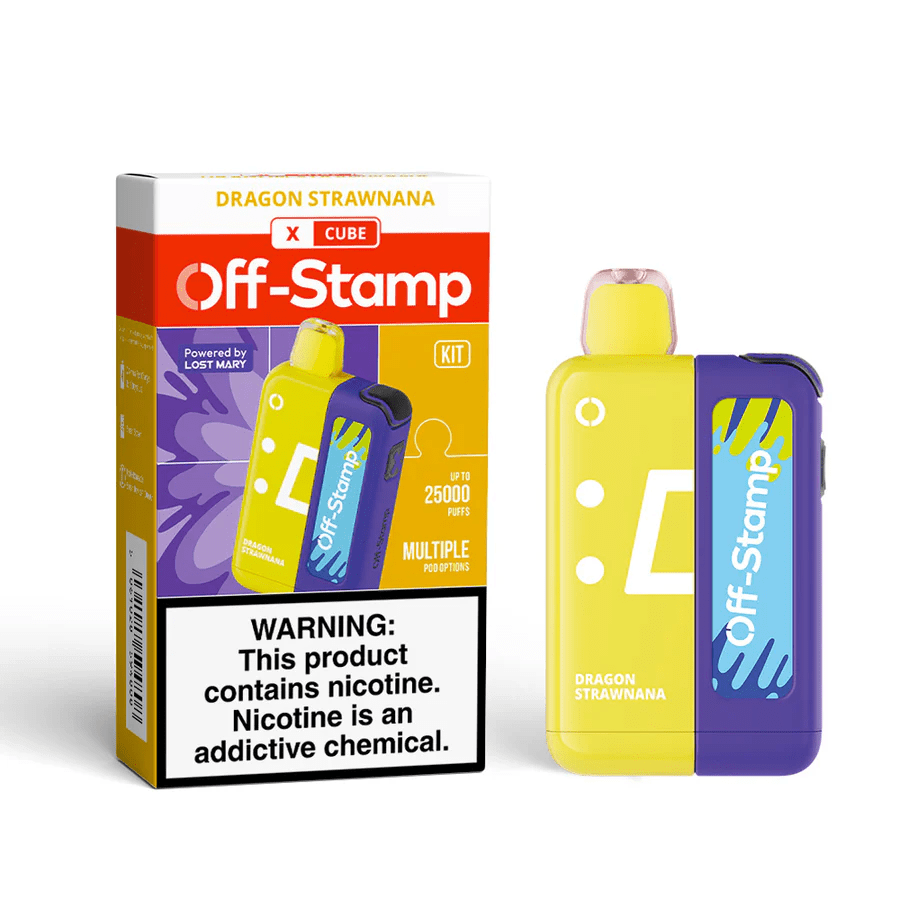 Off-Stamp X Cube 25K Puff Disposable Pod System — Dragon Strawnanana