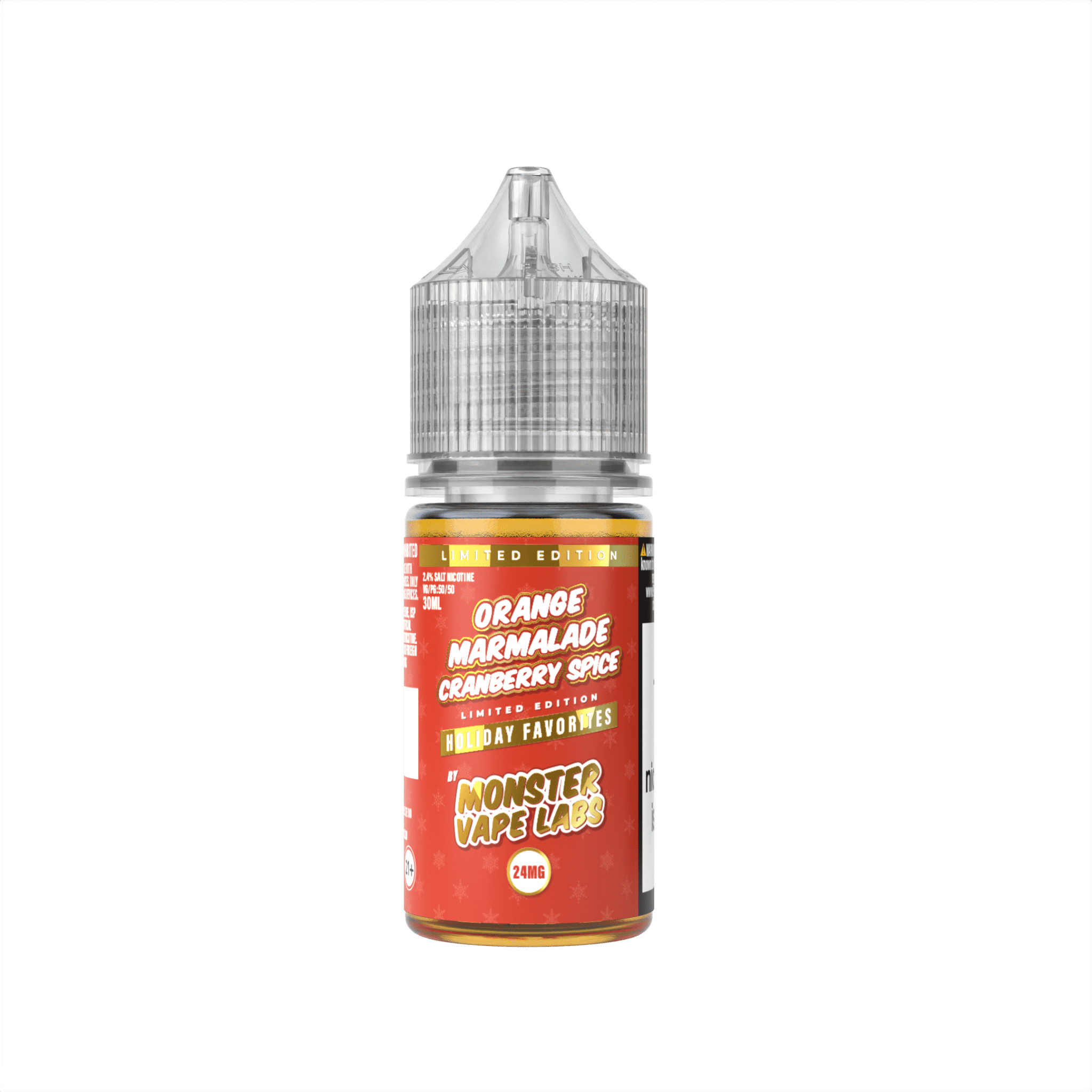 Orange Marmalade Cranberry Spice Salt e-liquid by Monster Vape Labs in 30mL bottle, featuring citrus, berry, and spice flavors.