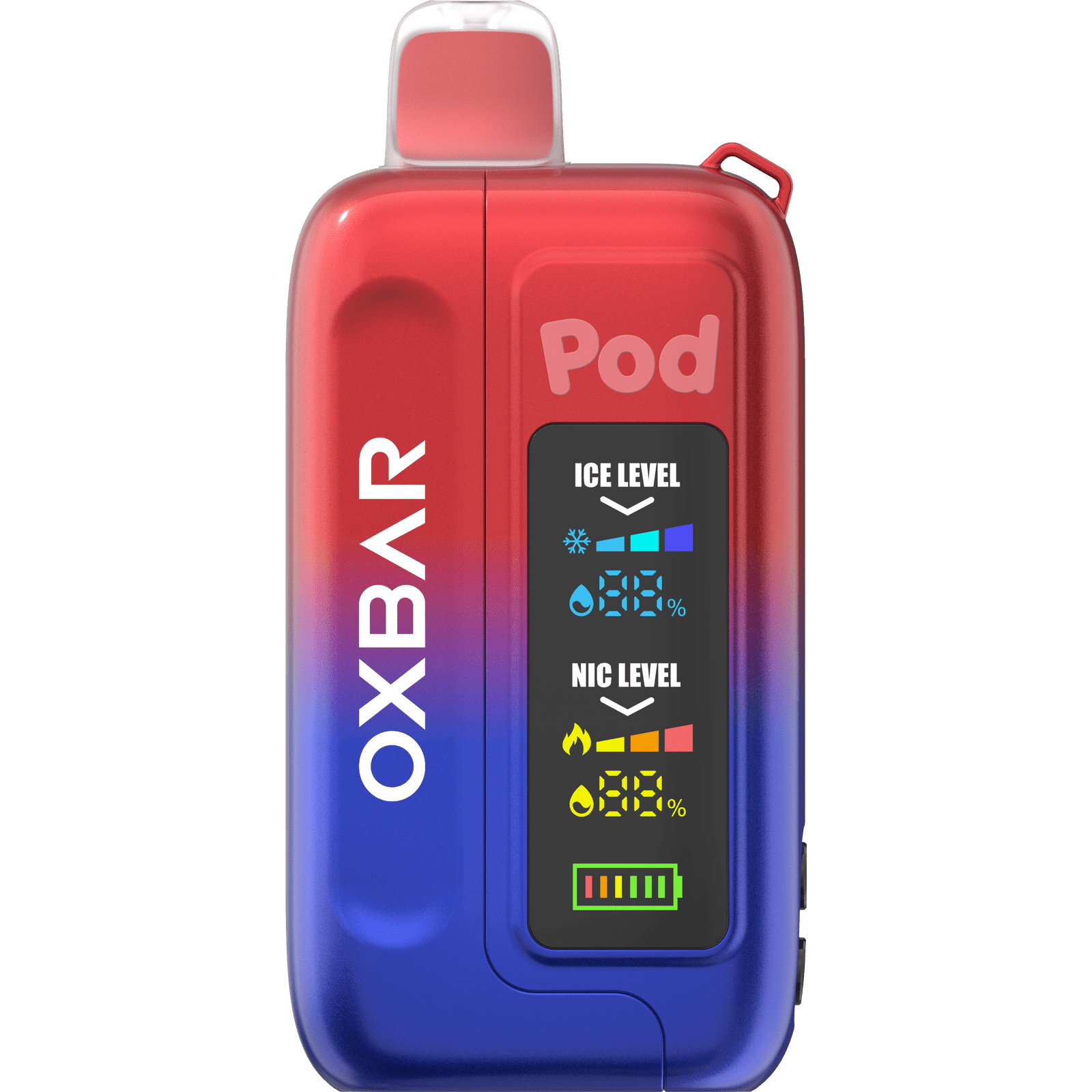 Oxbar ICE-NIC Control 35K Puff disposable vape device with sleek design and branding, showing the product from a side angle.