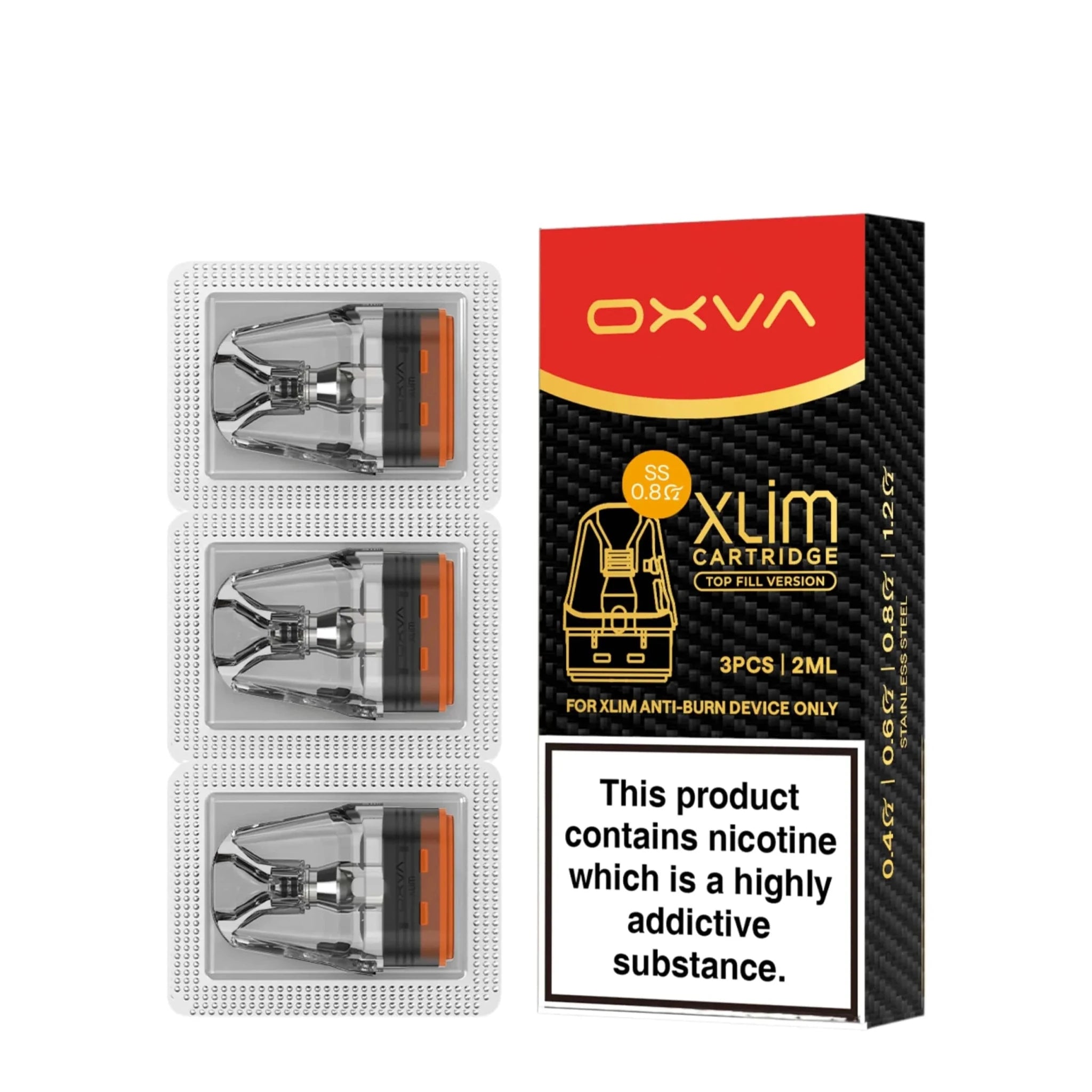 OXVA XLIM Top-Fill Stainless Steel Replacement Pods — 0.6 ohm SS Pods