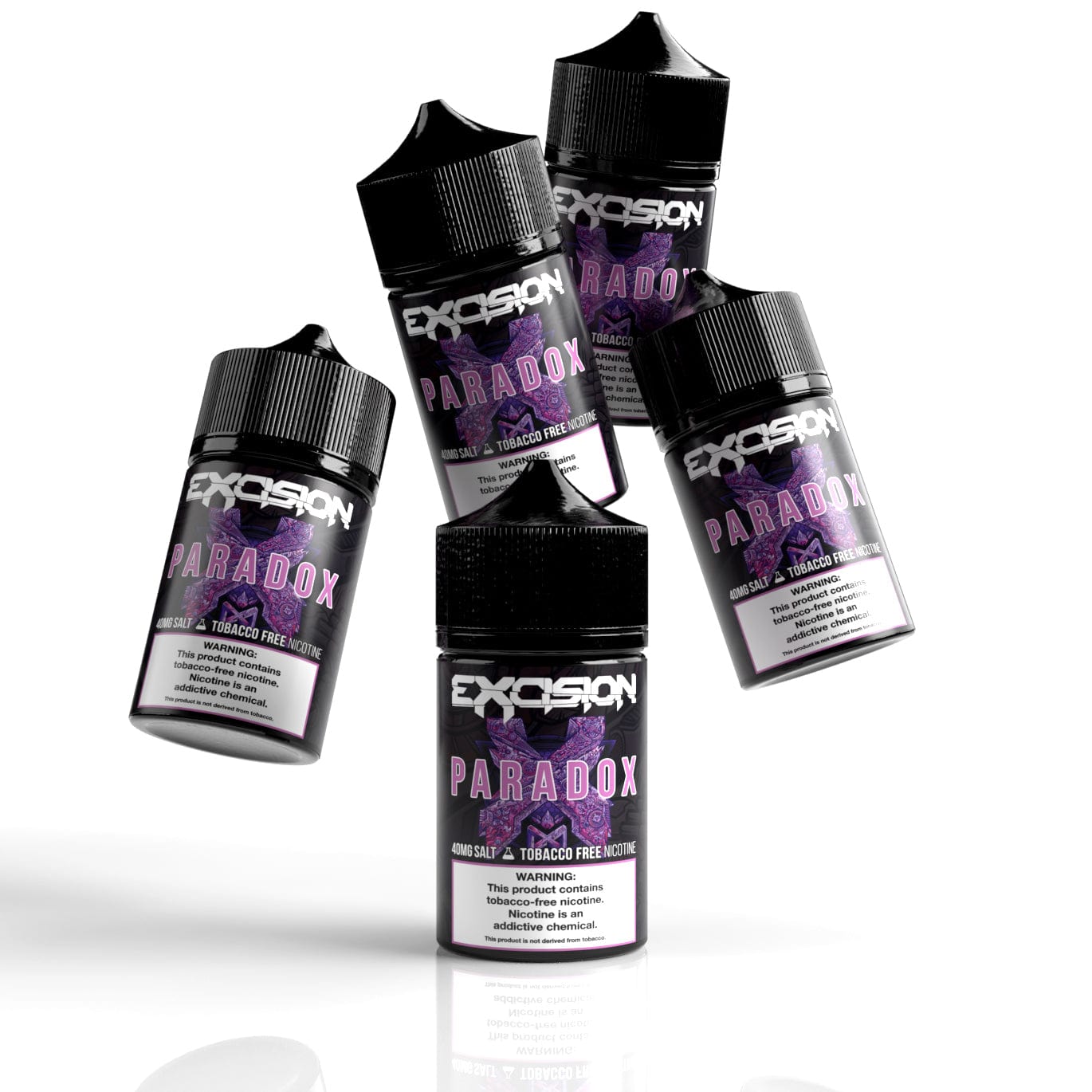 Excision Paradox Grape Citrus Dew Salt E-liquid 30mL bottle with colorful label and dropper cap.