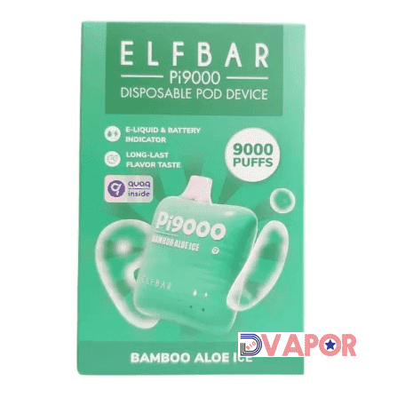 EB Design PI9000 disposable vape with 9000 puffs and 5% nicotine, featuring sleek design and clear e-liquid indication.