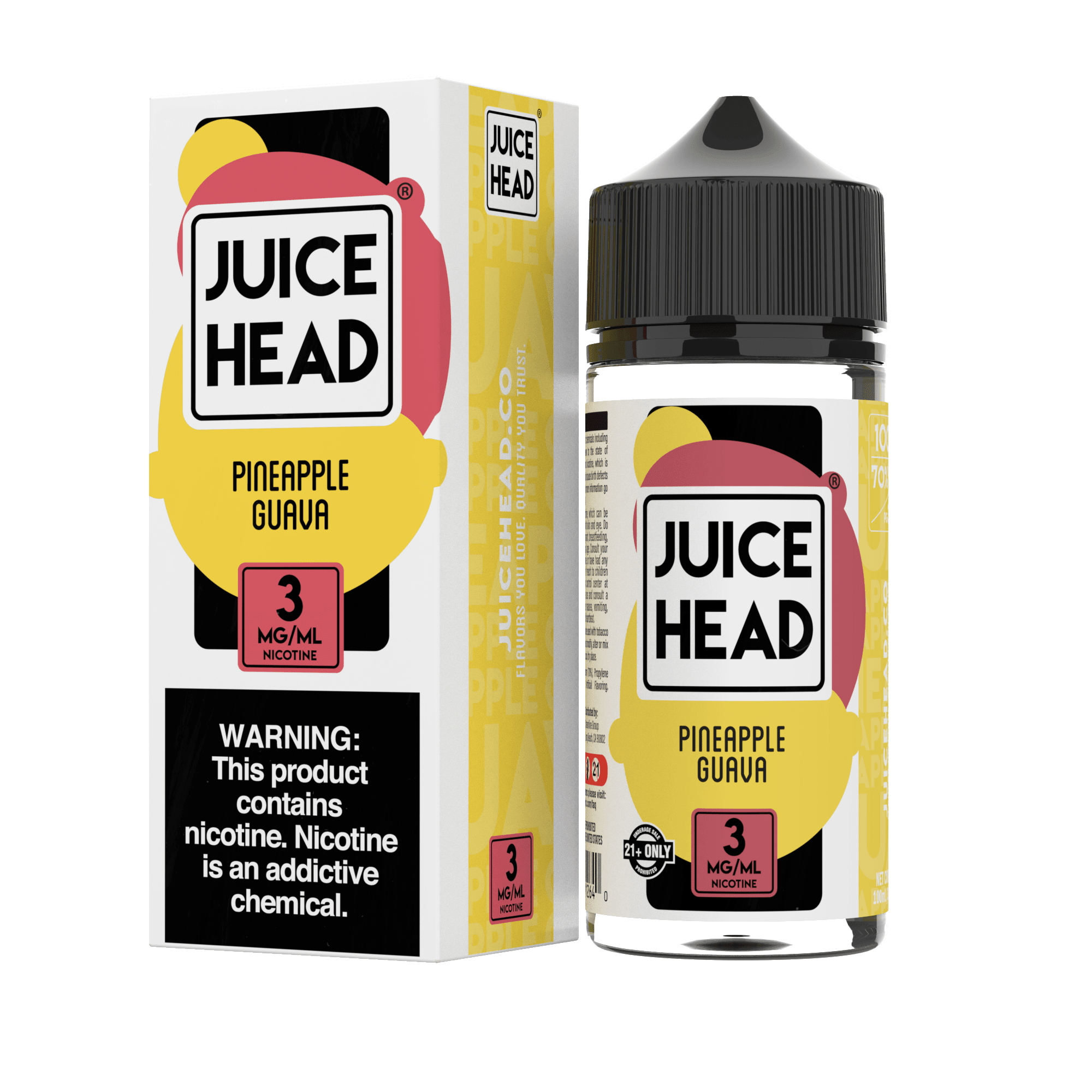 Pineapple Guava E-liquid by Juice Head in a 100mL bottle, featuring a tropical pineapple and guava flavor profile.