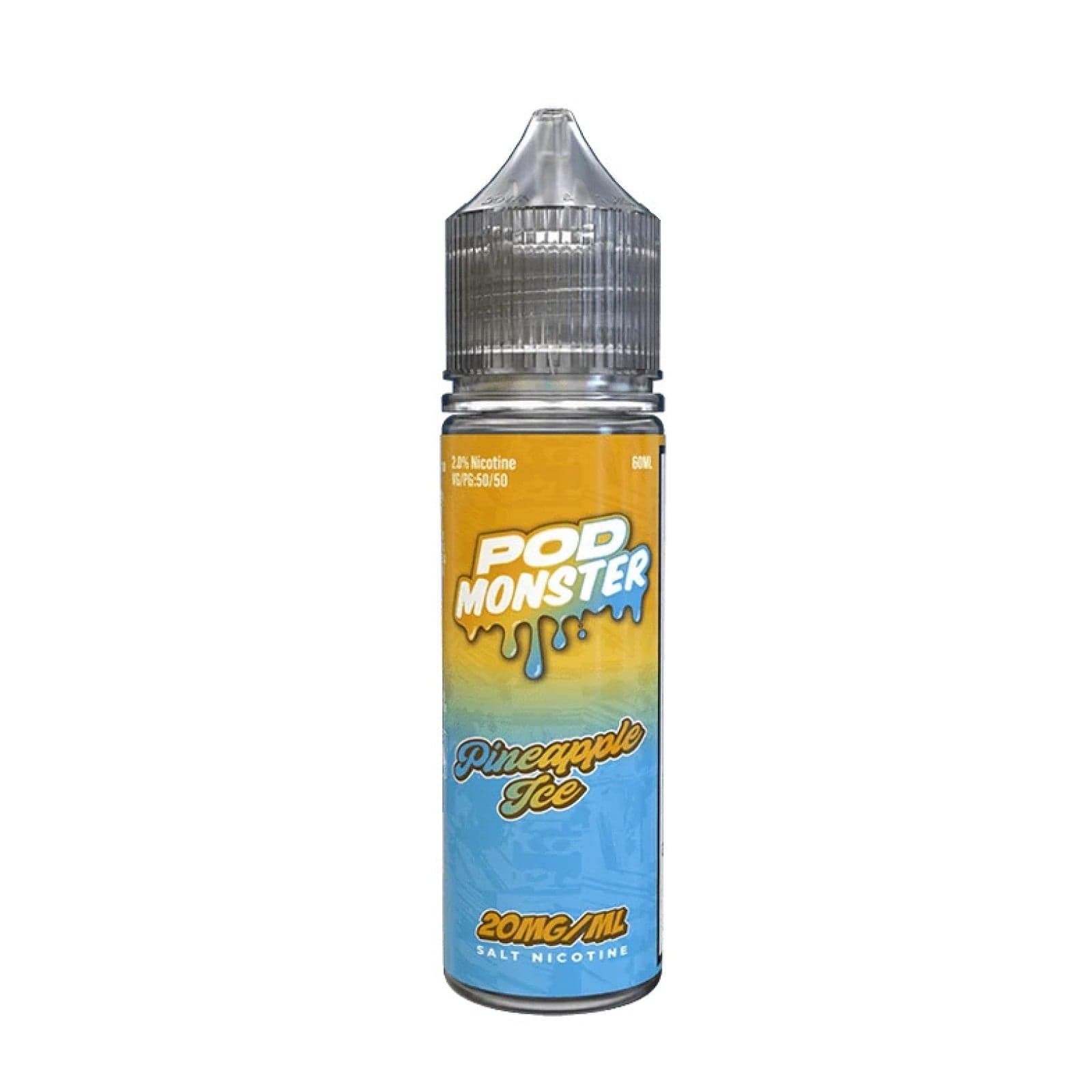 Pineapple ICE SALT e-liquid by Pod Monster in a 60mL bottle, featuring fresh pineapple flavor with cool menthol finish.