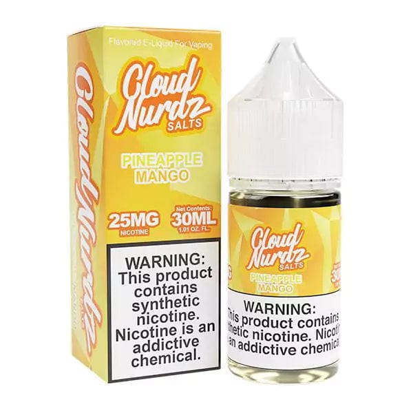 Pineapple Mango Salt E-liquid by Cloud Nurdz in 30mL bottle, featuring tropical pineapple and mango flavor combo.