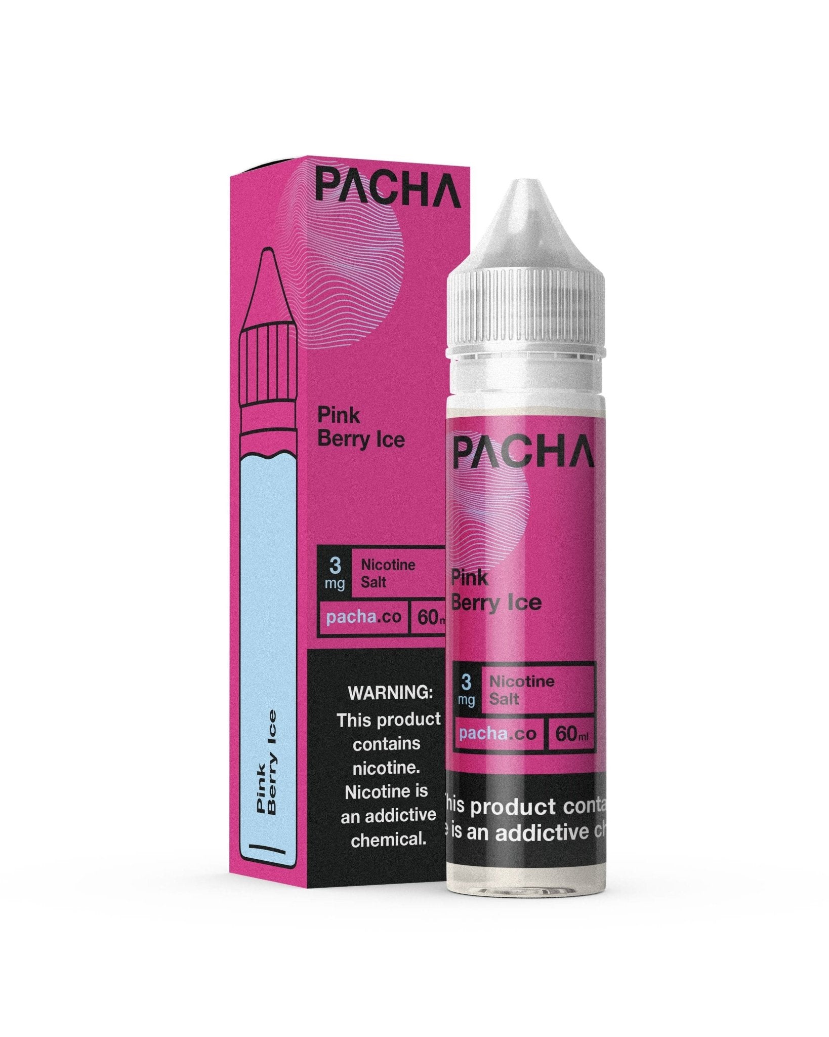 Pink Berry ICE e-liquid by Pachamama, 60mL bottle featuring a pink berry flavor with icy menthol notes.