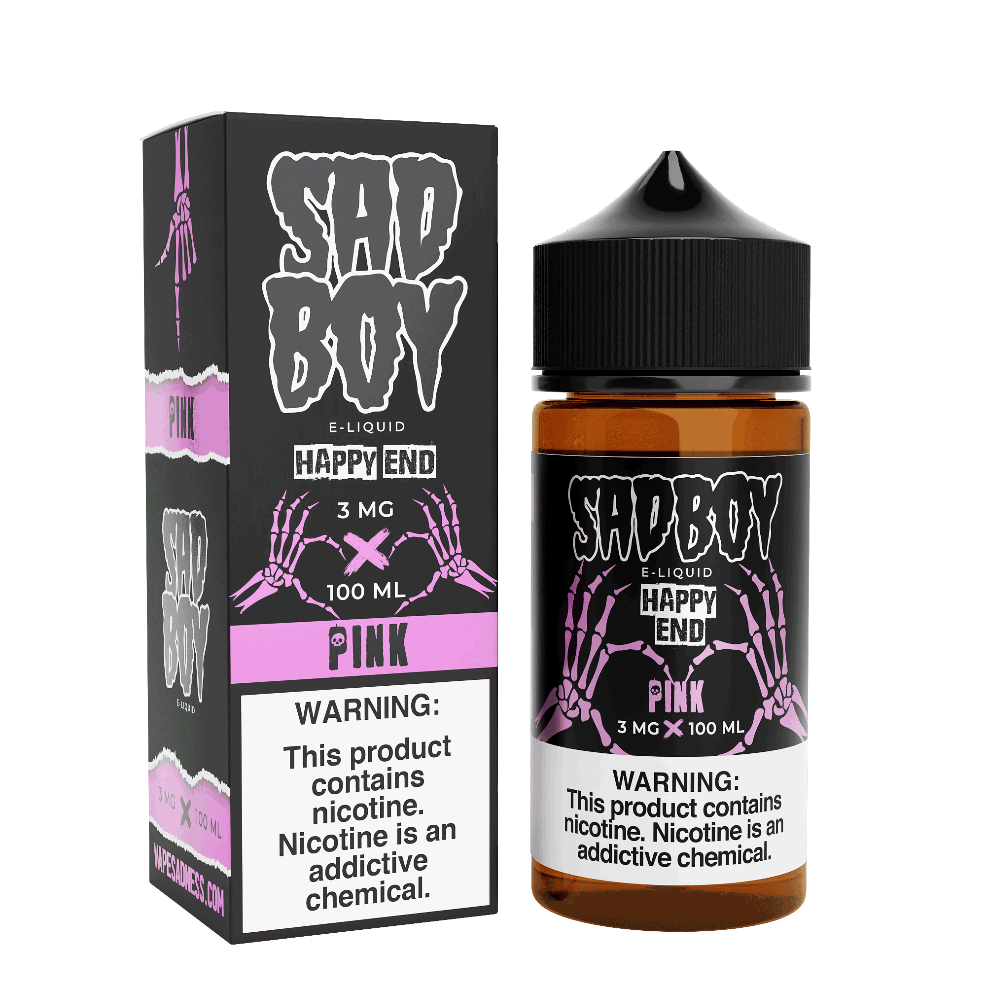 Pink Cotton Candy Sadboy E-Liquid bottle, 100mL, with vibrant pink cotton candy flavor and Sadboy branding.