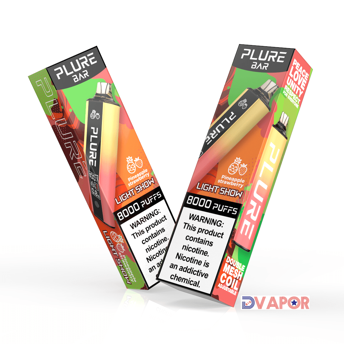 Plure Bar 8000 Puff Vape — Light Show (Pineapple Strawberry)