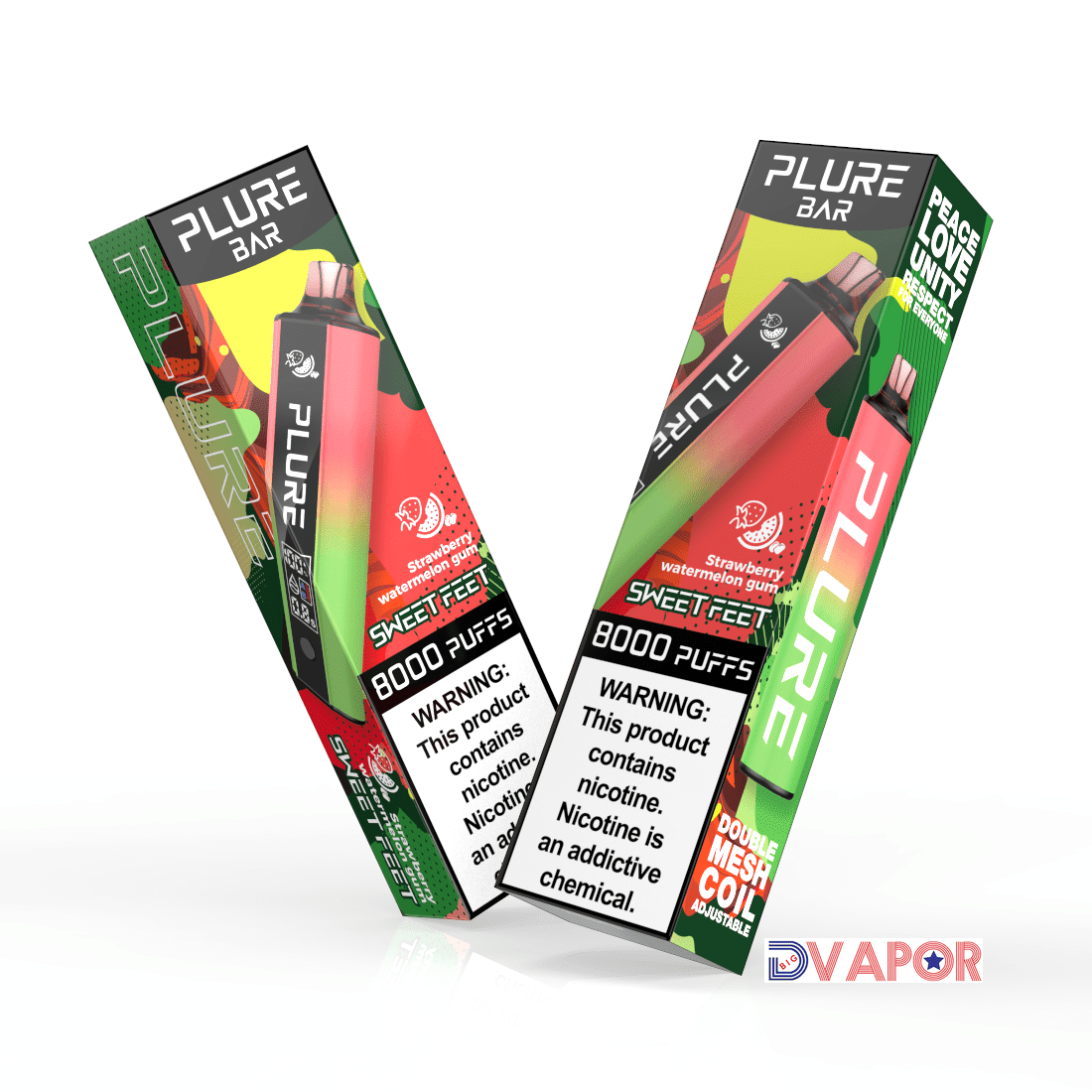 Plure Bar 8000 Puff Vape — Sweetfeet (Strawberry Watermelon Gum)