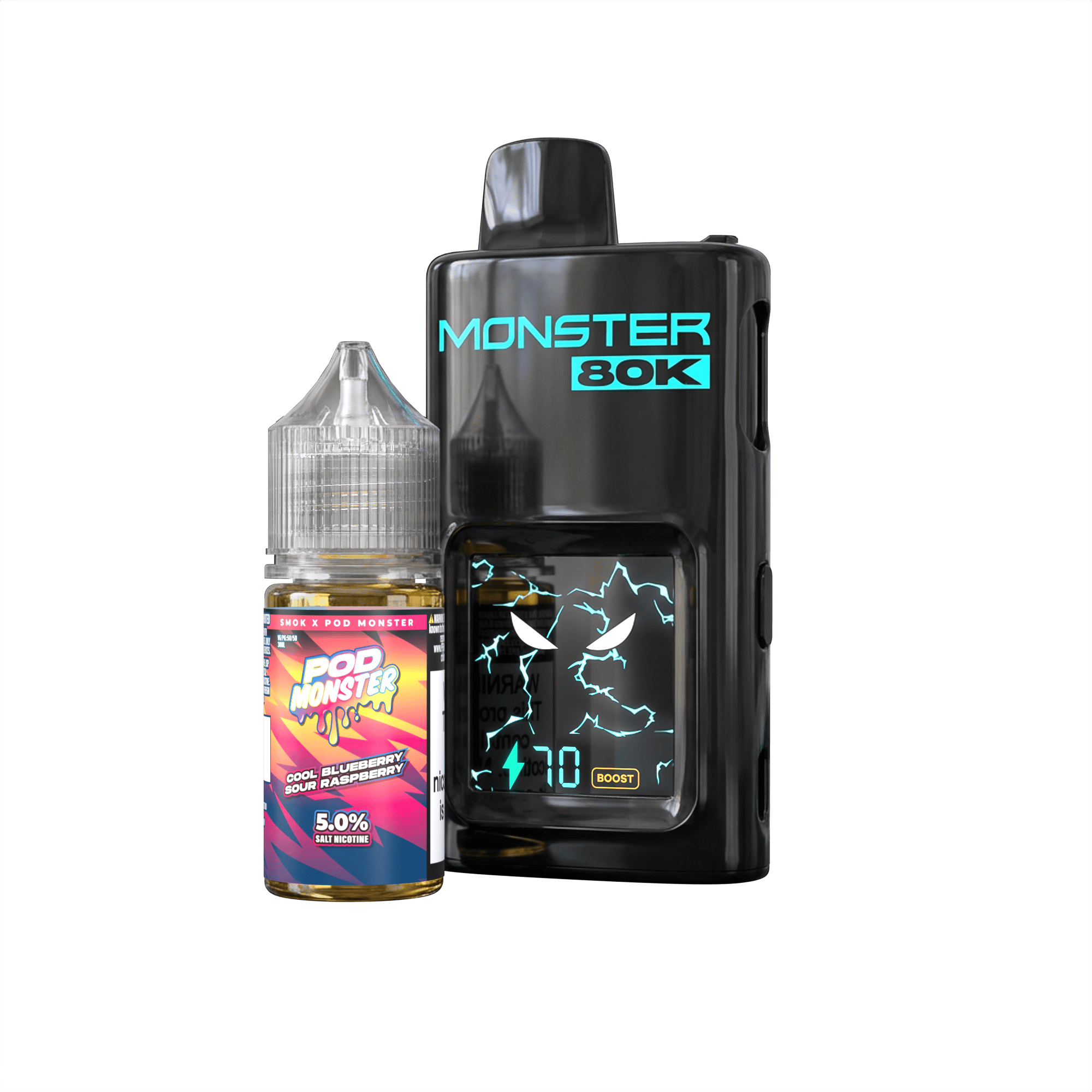 Pod Monster X Smok 80K Refillable Disposable — Cool Blueberry Sour Raspberry