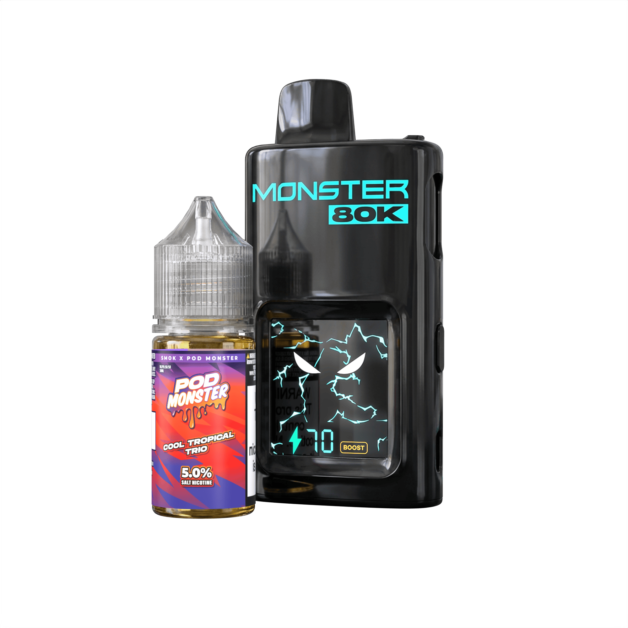 Pod Monster X Smok 80K Refillable Disposable — Cool Tropical Trio