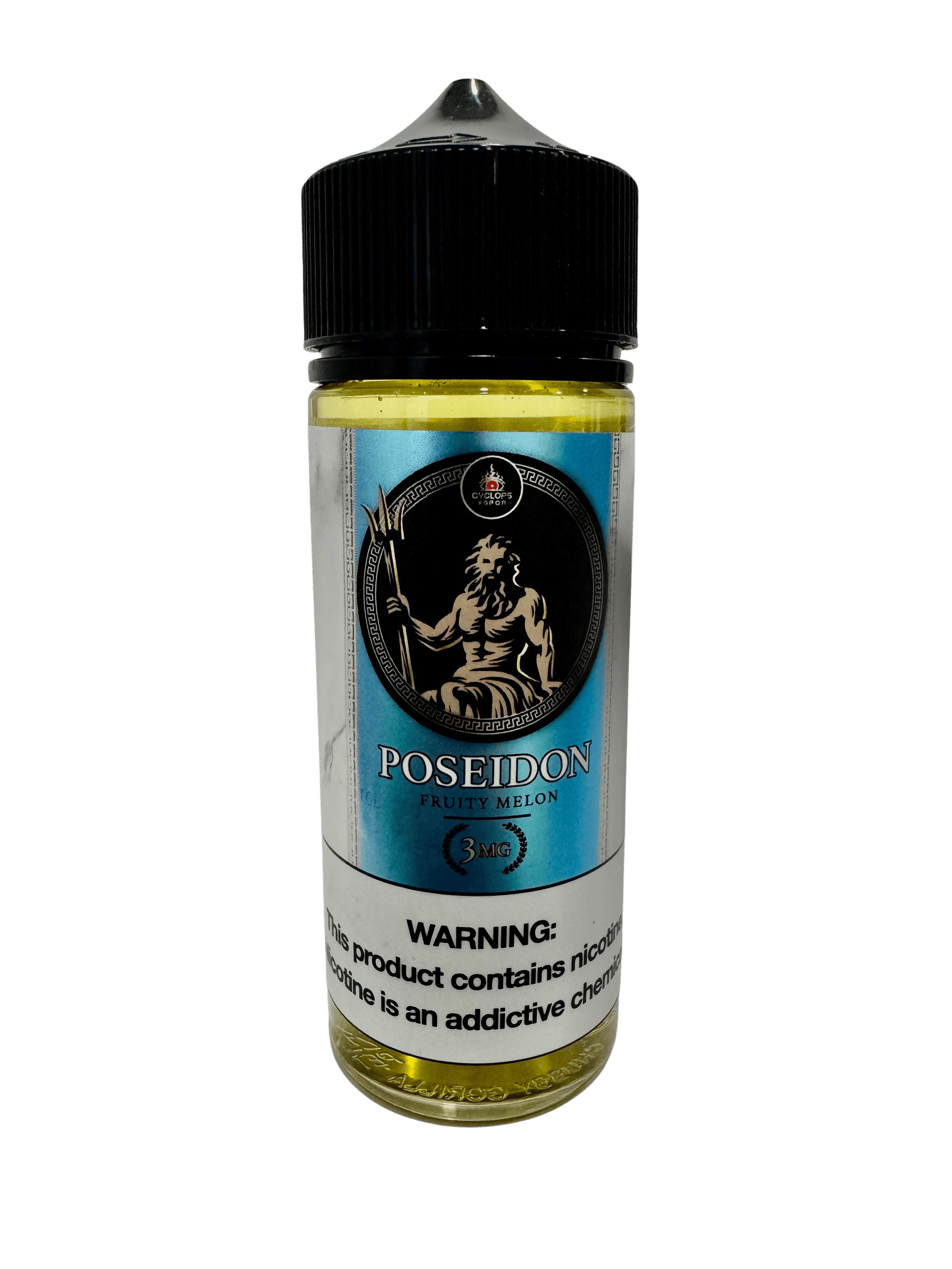 Cyclops Vapor Poseidon Cyclops Vapor vape juice bottle with colorful label, 120mL size, designed for vaping enthusiasts.