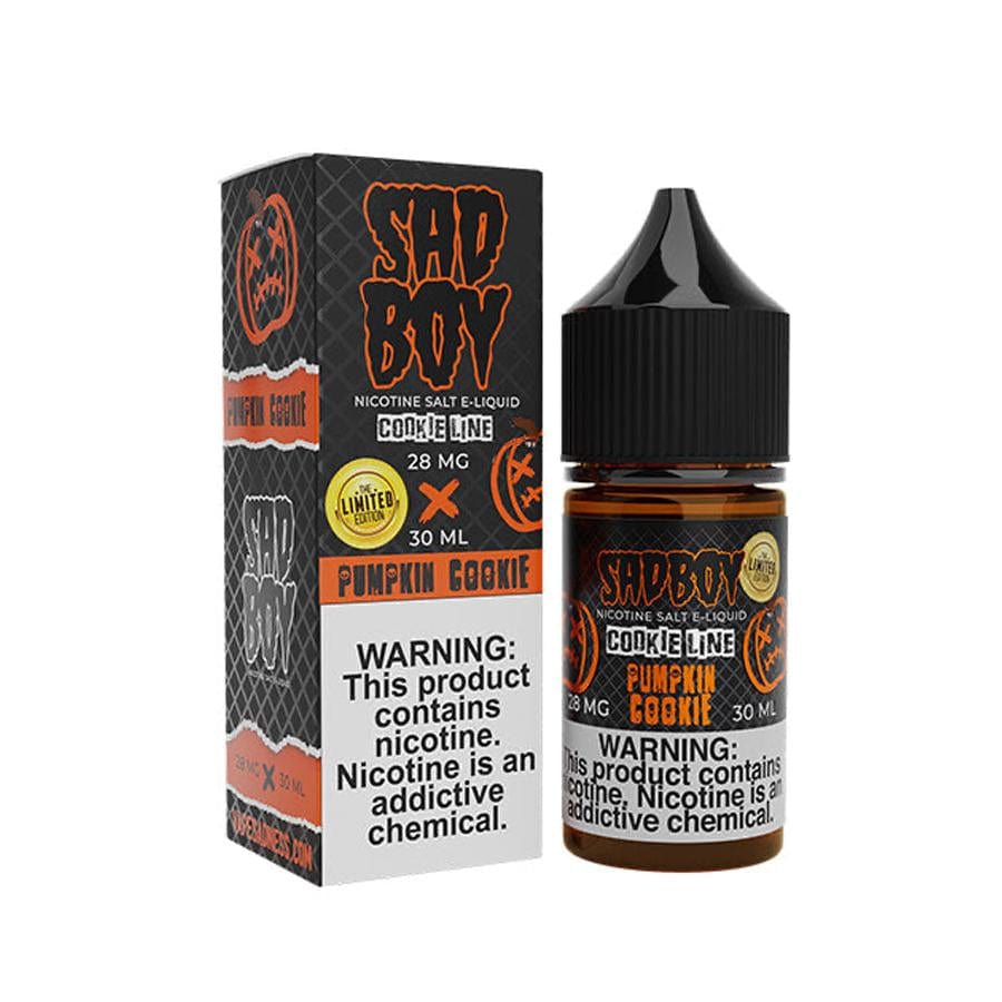 Pumpkin Cookie SALT e-liquid by Sadboy E-Liquid in 30mL bottle, featuring pumpkin and cookie flavor profile with salt nicotine.