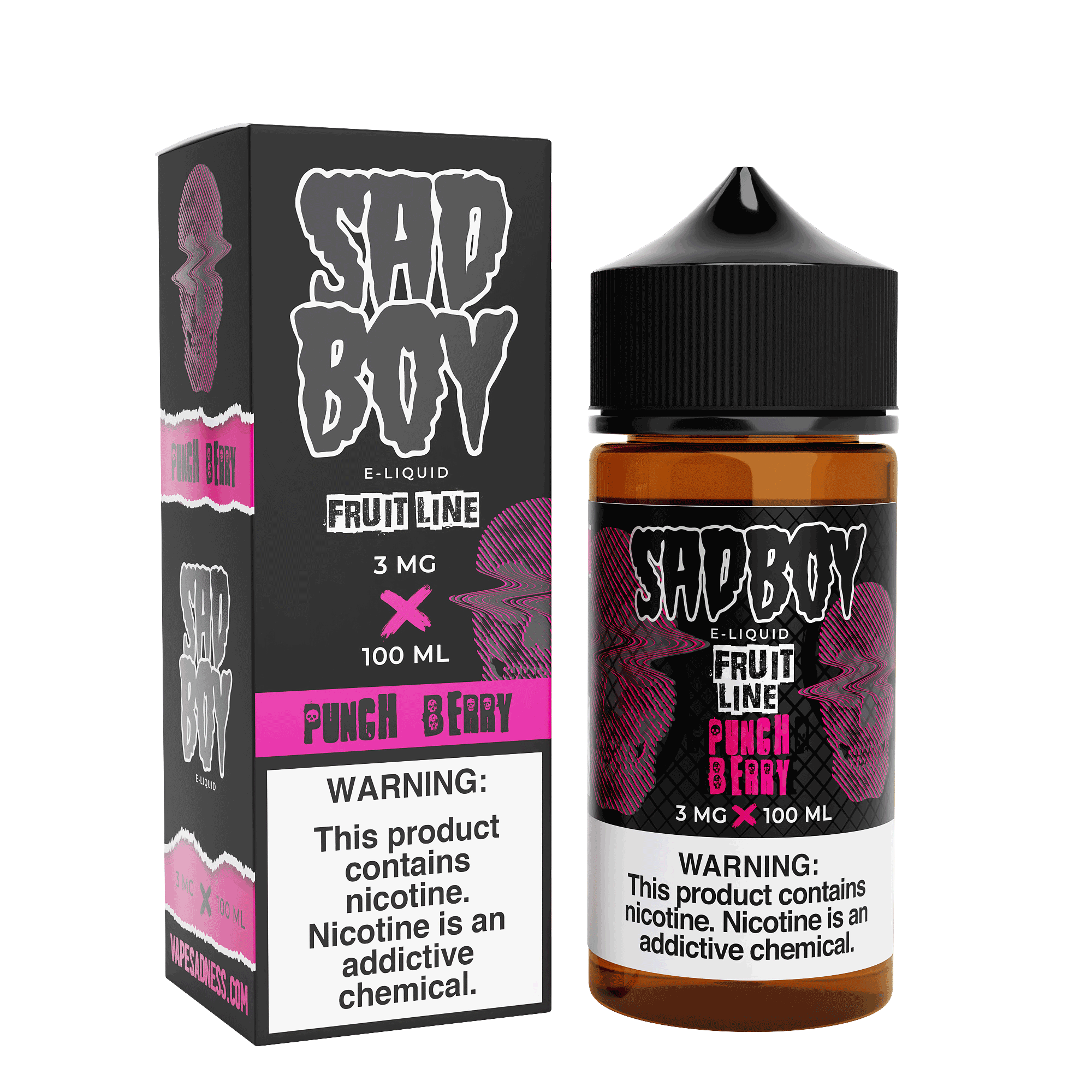 Sadboy E-Liquid Punch Berry 100mL bottle with vibrant label featuring mixed berry flavors for vaping.