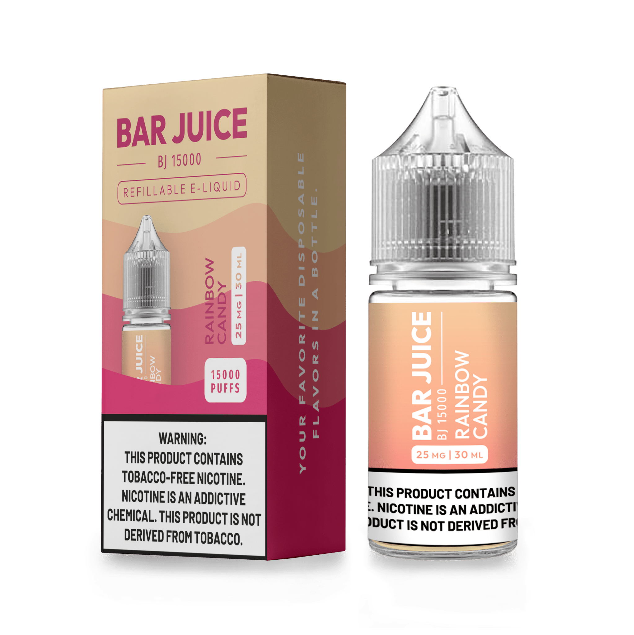 Rainbow Candy SALT Bar Juice e-liquid in 30mL bottle with colorful rainbow candy design, ideal for vaping.