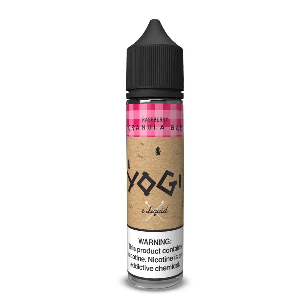 Yogi E-Liquid Raspberry Granola Bar flavor in a 60mL bottle, featuring a raspberry and granola-inspired e-liquid.