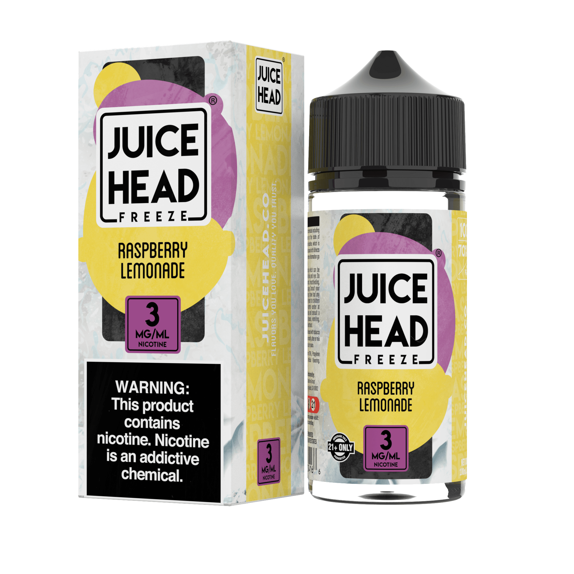 Raspberry Lemonade Freeze e-liquid by Juice Head in 100ml bottle, featuring a vibrant raspberry and lemon flavor.