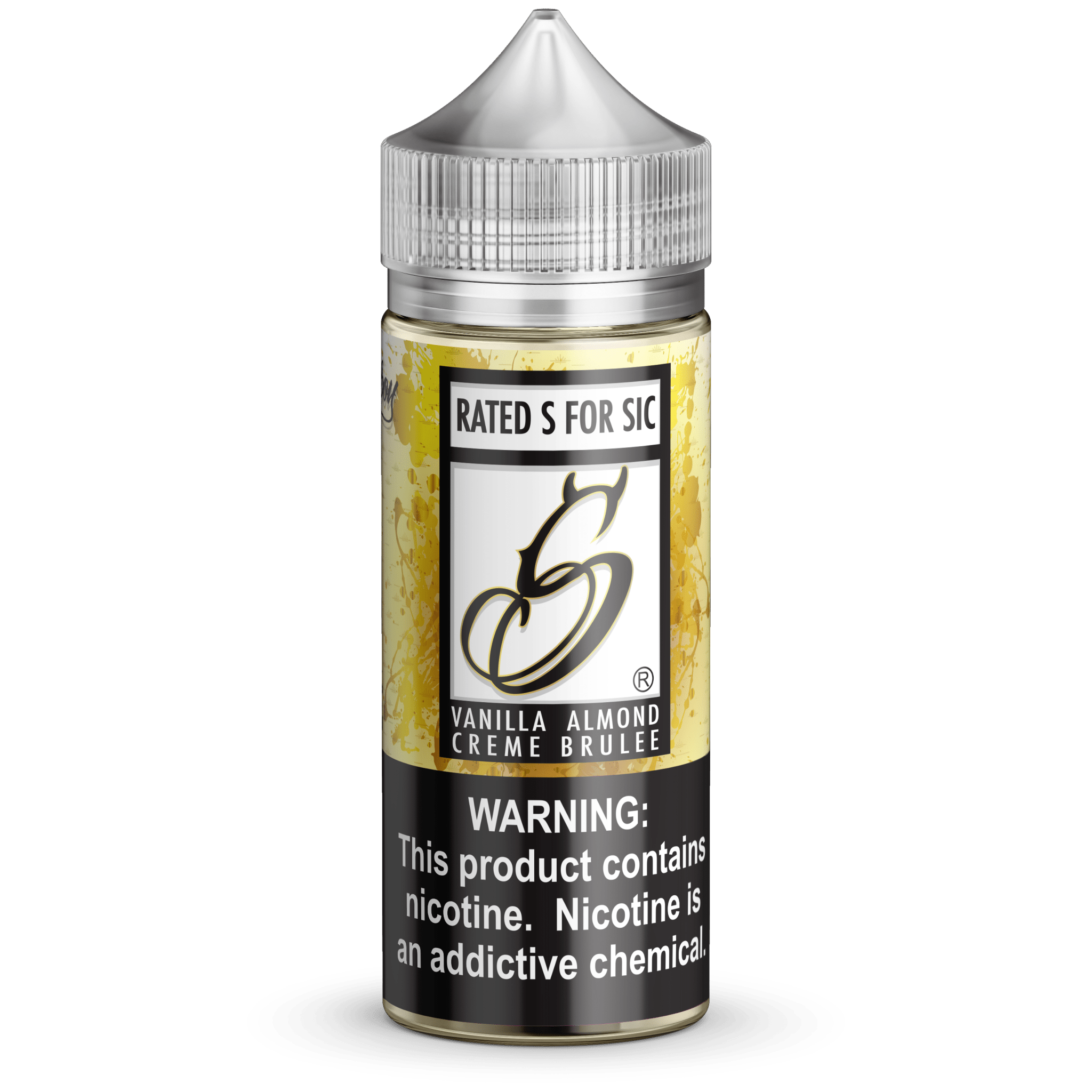 Sicboy Rated S for Sic e-liquid bottle, 100mL, with colorful label featuring bold graphics and branding.