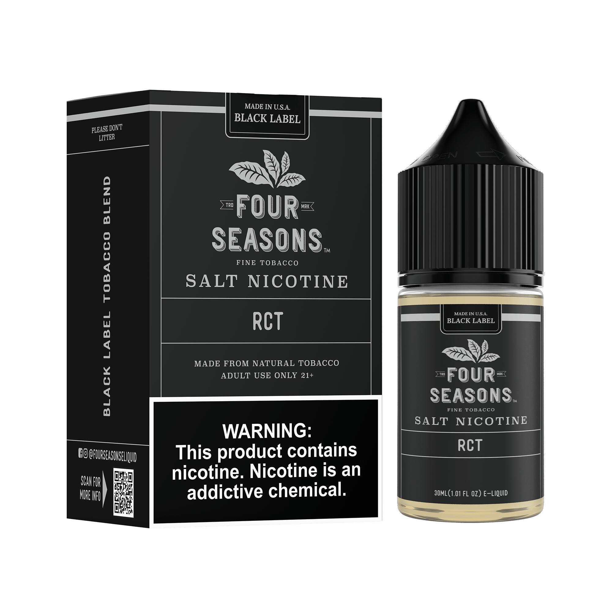Four Seasons Black Label Salt - 30mL — Roasted Coffee Tobacco (RCT)
